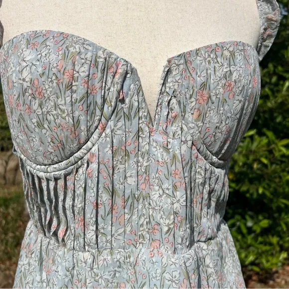 NWT ASTR the Label Midsummer Multi Floral Tiered Maxi Blue Dress Size XL Spring - Picture 9 of 9